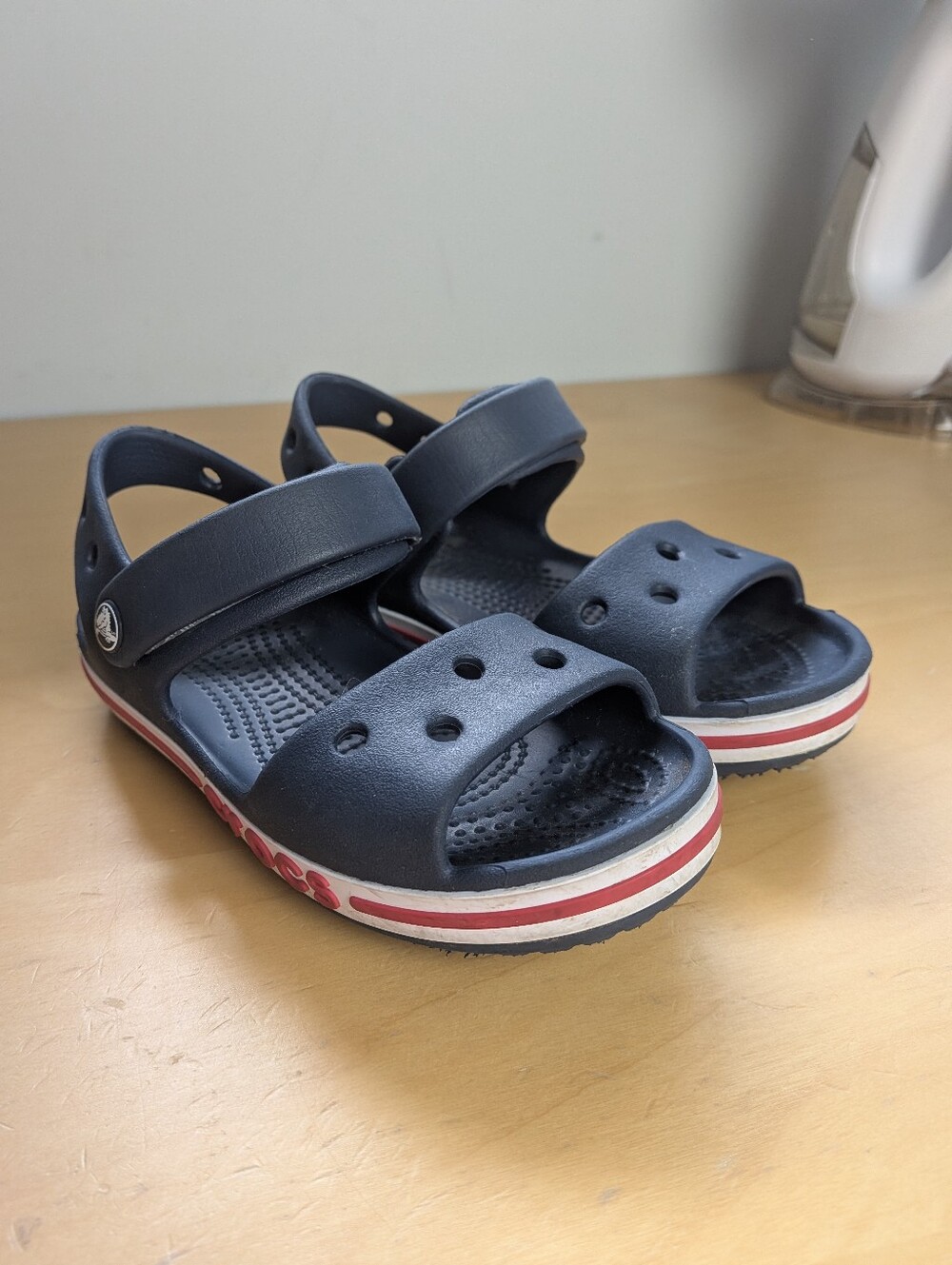 CROCS Kid Sandals Size 11 Navy Blue Velcro Closure